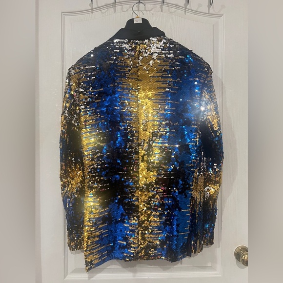 Angelino Gold and Blue Sequin Blazer - Picture 6 of 6
